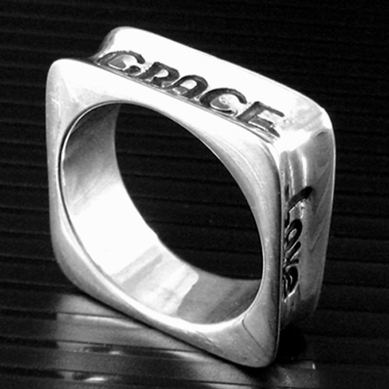Customized.925 sterling silver jewelry RP00005-polygon ring (square ring) - แหวนทั่วไป - โลหะ 