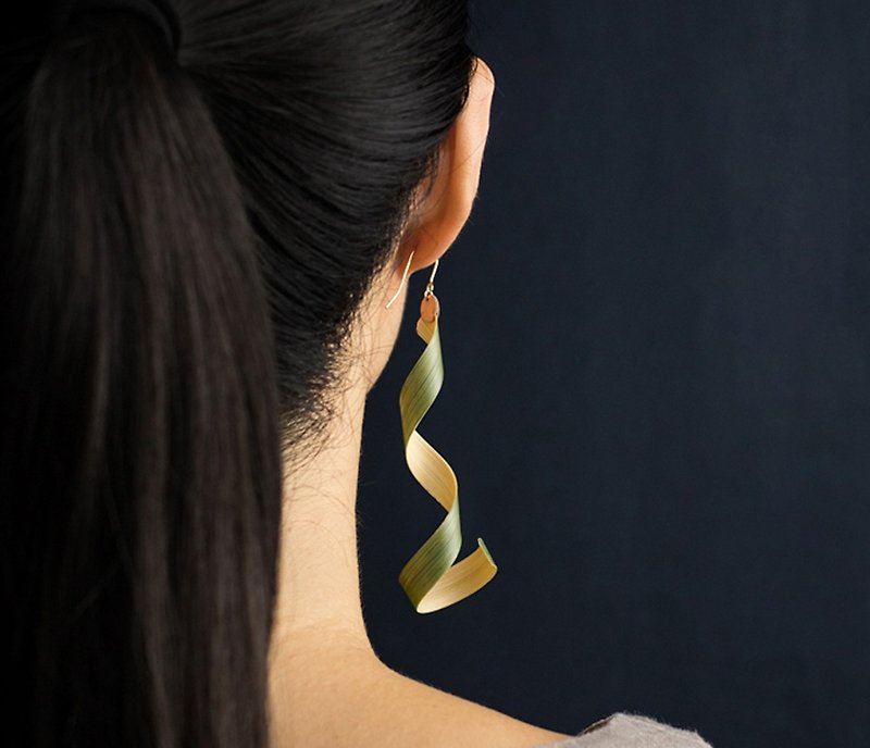 自然的路徑 - 台灣桂竹耳環 Trace of Nature - Bamboo Earring - 耳環/耳夾 - 竹 綠色