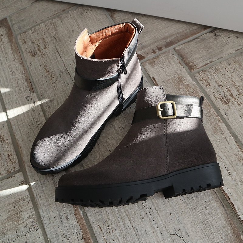 【Twilight of the winter】3M Waterproof Boots -  Army Green - Rain Boots - Genuine Leather Gray