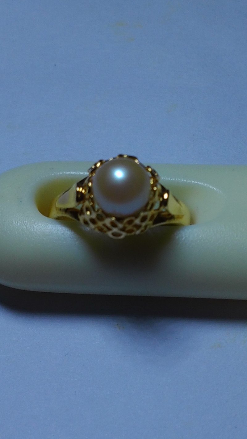 日本珍珠加輕薄包金介子 - 戒指 - 其他金屬 金色