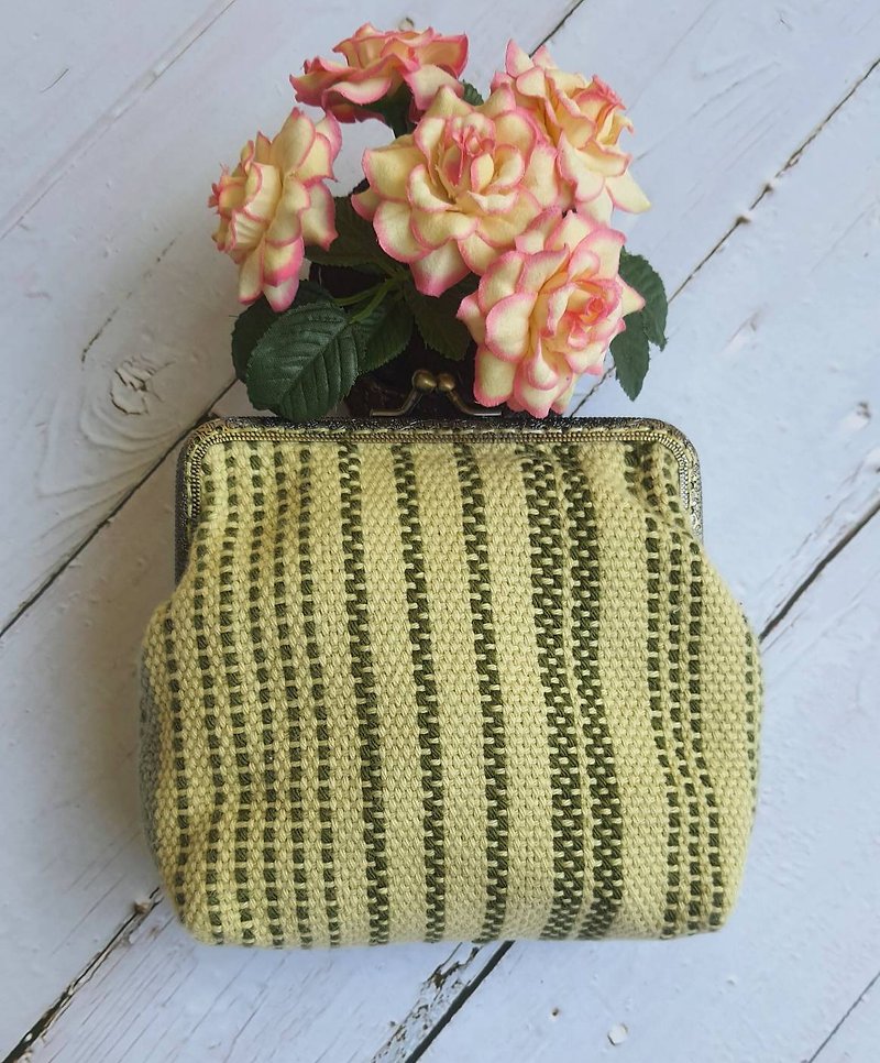 Handmade Cotton Fabric Bag, with Clap on Weaving fabric bag - Toiletry Bags & Pouches - Cotton & Hemp 