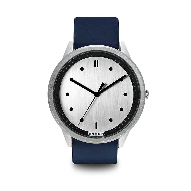 HYPERGRAND-02 Basic Series- Silver Dial Blue Leather Watch - นาฬิกาผู้ชาย - วัสดุอื่นๆ สีน้ำเงิน