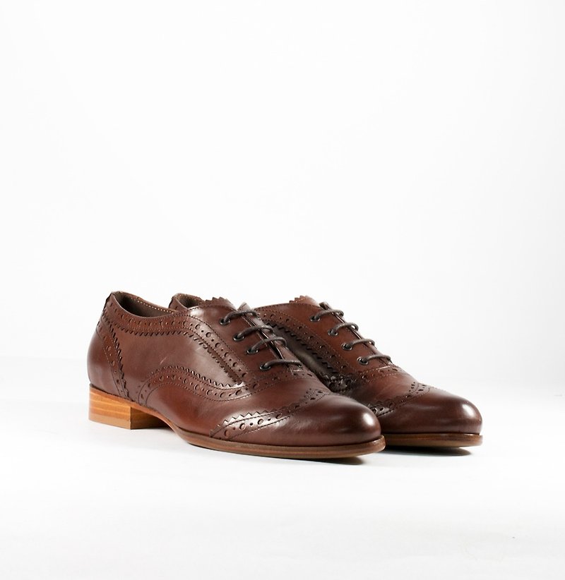 Women's Leather Oxford Shoes - Women's Oxford Shoes - Genuine Leather Brown