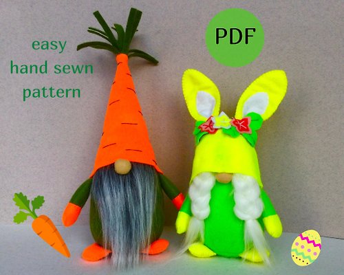 CatrinArt Easter gnome patterns PDF : Bunny gnome and Carrot gnone