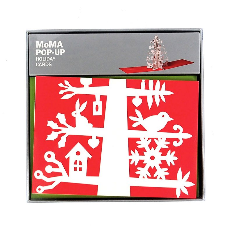 Snow-white animal Christmas tree Christmas box cards 8 pieces [Up With Paper MoMA Christmas Series] - Cards & Postcards - Paper Red
