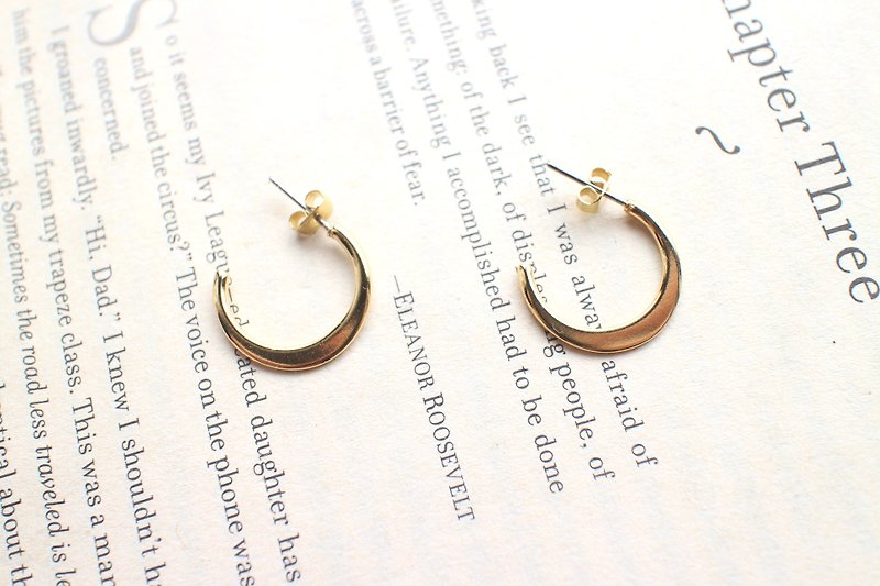 Half Moon - Brass Earrings - Can Be Changed - Earrings & Clip-ons - Other Metals Gold