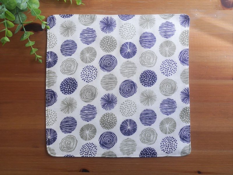 Taiwan double yarn handkerchief = Nordic style = geometric circle = green - ผ้าเช็ดหน้า - ผ้าฝ้าย/ผ้าลินิน สีเขียว