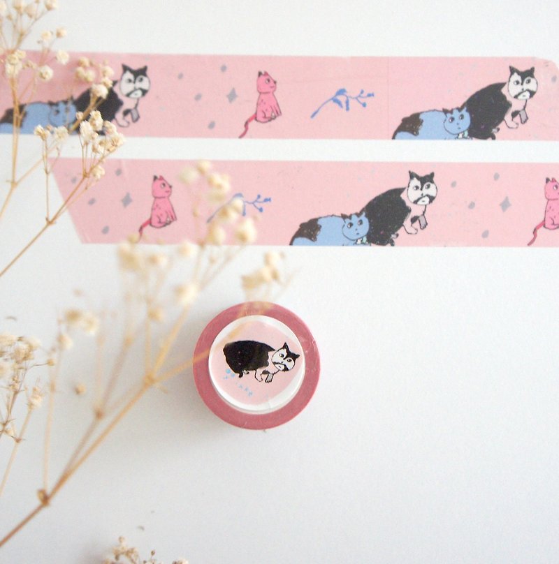 Kitten puppy dog ​​birdie 3cm yinke paper tape - มาสกิ้งเทป - กระดาษ สึชมพู