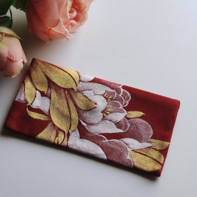 [2024 Year of the Dragon Red Envelope/Spring Couplet Award] Luoyang Spring Hand-painted Red Envelope Bag/Universal Bag-Meticulous Light Gold Peony - Chinese New Year - Cotton & Hemp Red