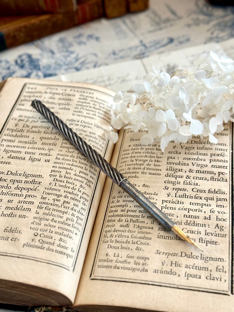 40536-Beautiful French antique sterling silver dip pen - ปากกาจุ่มหมึก - เงินแท้ 