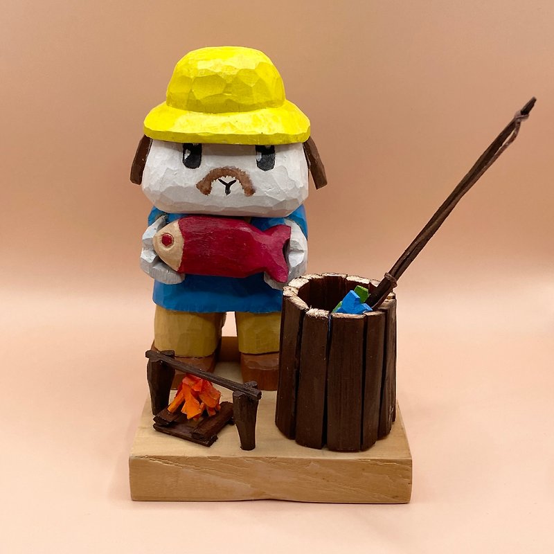 The Fisherbun | Hand Carved Painted Wooden, Figurine, Sculpture Ornaments - 公仔模型 - 木頭 