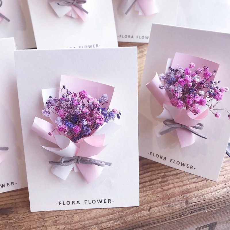 Flora Flower ドライフラワーカード -パープルカスミソウ - カード・はがき - 寄せ植え・花 ピンク