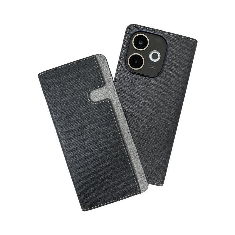 CASE SHOP OPPO A5 Pro 前收納側掀皮套-黑 - 手機殼/手機套 - 人造皮革 黑色