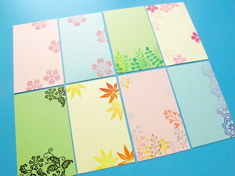 Apu rubber handmade mini note card set B group of 8 enclosed with envelopes of butter paper - การ์ด/โปสการ์ด - กระดาษ 