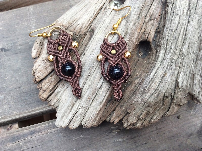 Old twisted ball woven earrings - Earrings & Clip-ons - Copper & Brass Brown