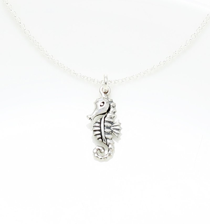 Lucky Baby Seahorse s925 sterling silver necklace Valentine Day gift - สร้อยคอ - เงินแท้ สีเงิน