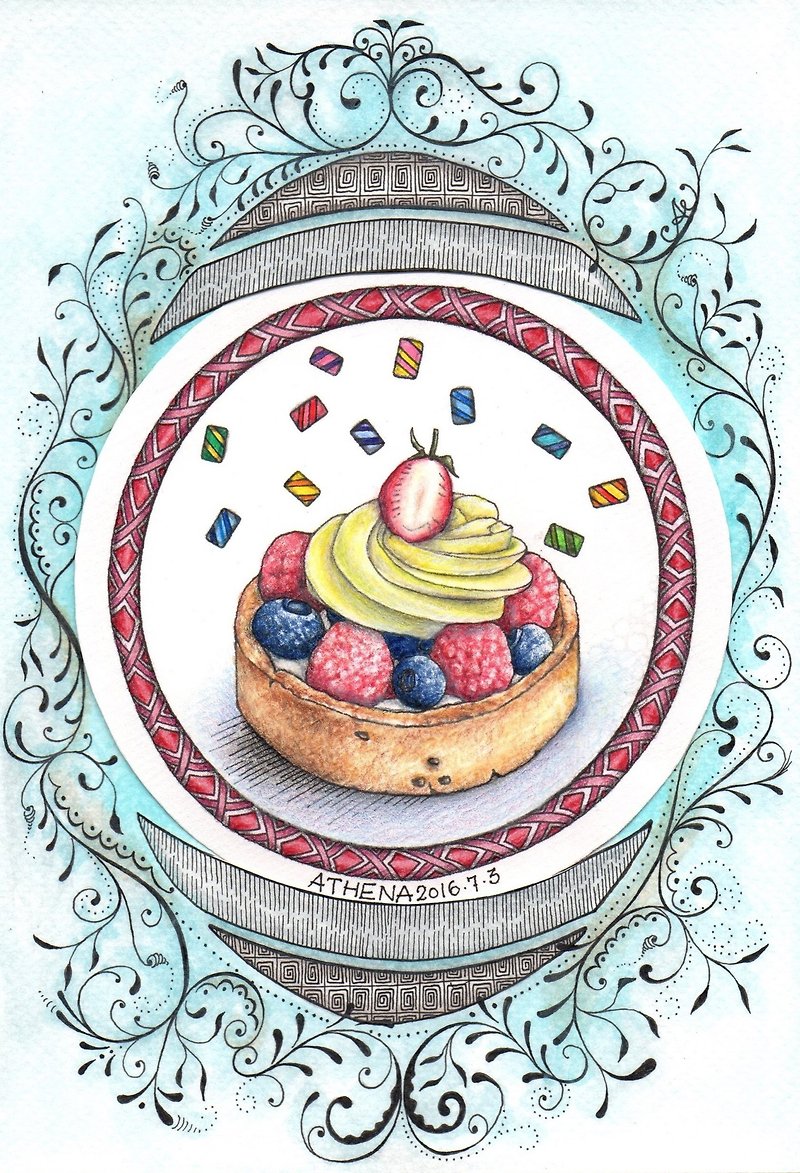 Yummy Desserts Postcard Hand Painted Desserts Postcard - Cards & Postcards - Paper Multicolor