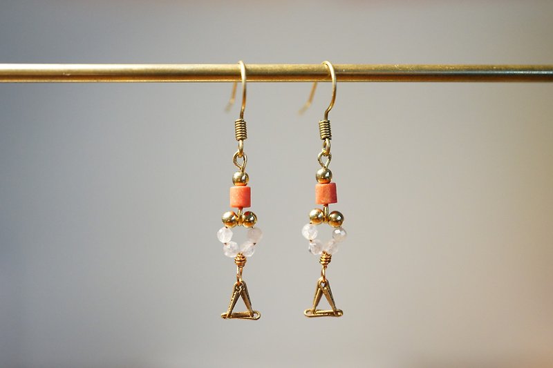 [Bloom] labradorite Stone Nepal Bronze earrings Clip-On ear hook l - ต่างหู - เครื่องประดับพลอย สีใส