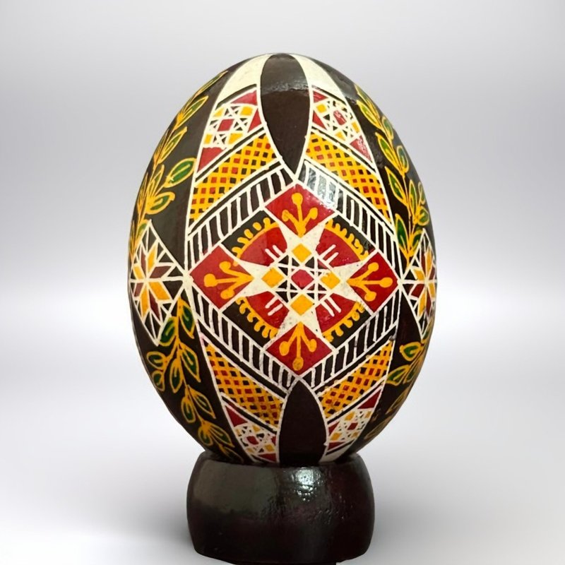 烏克蘭復活節彩蛋 純手工彩繪雞蛋殼 胡特爾式彩蛋 - 擺飾/家飾品 - 其他材質 黑色