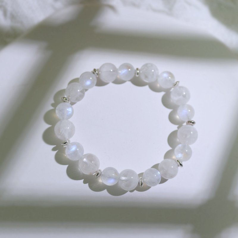 Natural Stone Series 2 Moonstone Snowflake Ghost Bracelet / Peach Blossom / - Bracelets - Gemstone White