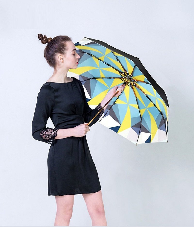 少年折りたたみ傘-BY3052モザイク-ターコイズ（竹锦） - 傘・雨具 - その他の素材 