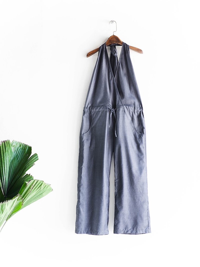 River water - Hiroshima pure gray classic plain rope tied hand Zhan single cotton belt pants thin pounds neutral Japan overalls oversize vintage - Overalls & Jumpsuits - Cotton & Hemp Gray