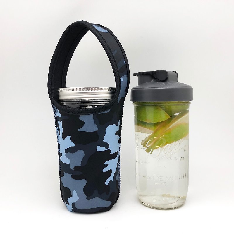 現貨BLR 24oz寬口 梅森瓶 飲料提袋 密封太空蓋 組合 - 杯袋/飲料提袋 - 玻璃 藍色