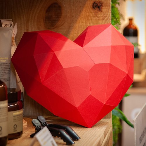 問創 Ask Creative DIY手作3D紙模型 禮物 掛飾 情人節系列 - 大/小愛心組合
