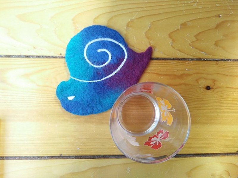 Wool felt super texture animal star coaster (snail) Taiwan manufacturing limited manual - Coasters - Wool Blue