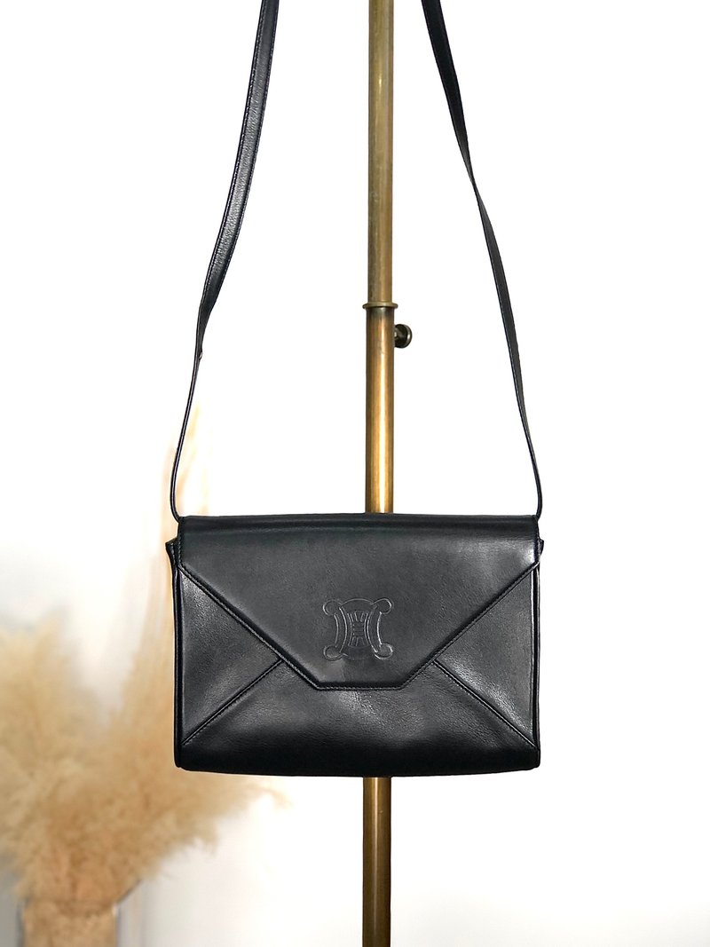 【 日本直送　名牌中古包 】CELINE セリーヌ ショルダーバッグ ブラック ブラゾン レザー クロスボディ vintage ヴィンテージ byue3n - 側背包/斜背包 - 真皮 黑色
