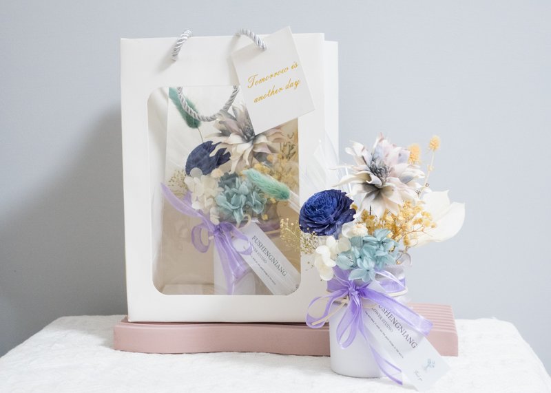 Smoke purple dry flower small table flower exchange gift birthday Christmas Valentine's Day - Dried Flowers & Bouquets - Plants & Flowers Purple