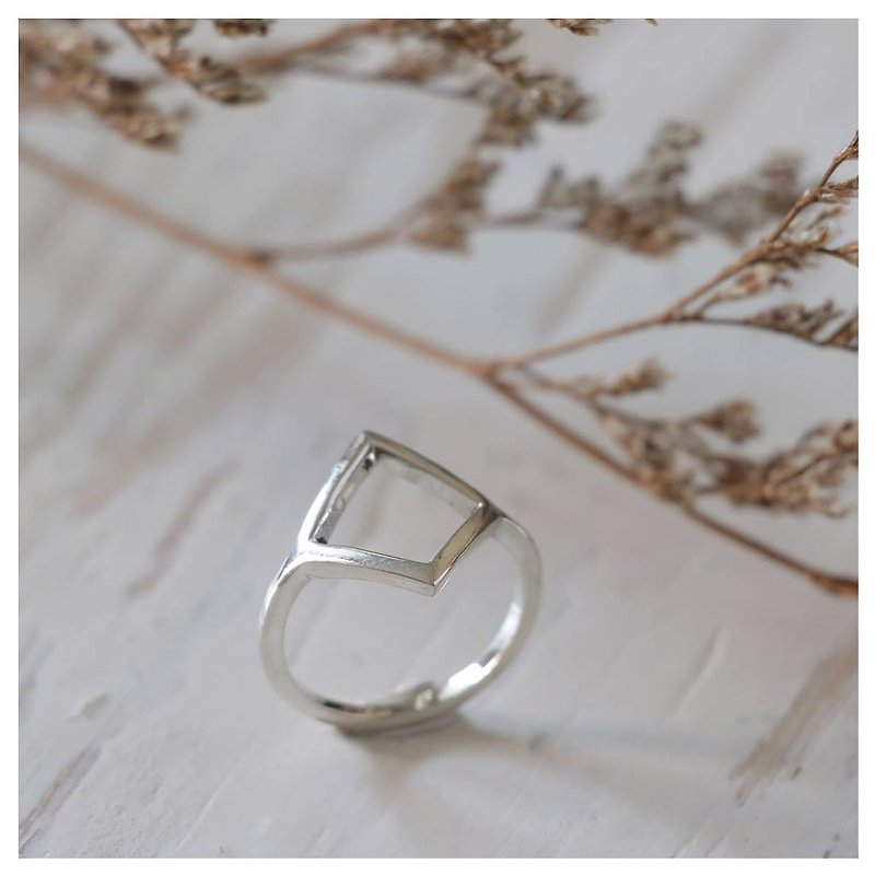 card square Geometry Minimal ring handmade lady silver modern minimal thin Girl  - General Rings - Other Metals Silver