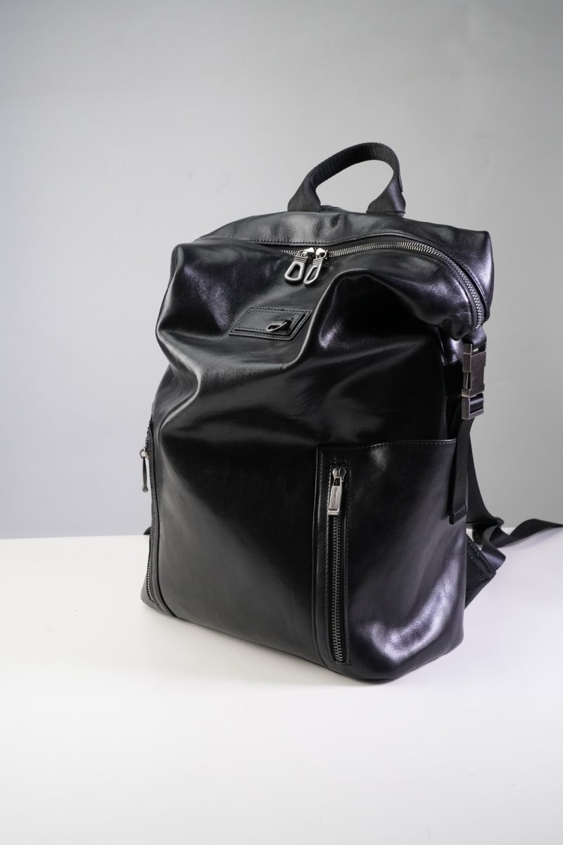 高級客製 牛皮後背包 Backpack - 後背包/背包/書包 - 真皮 黑色