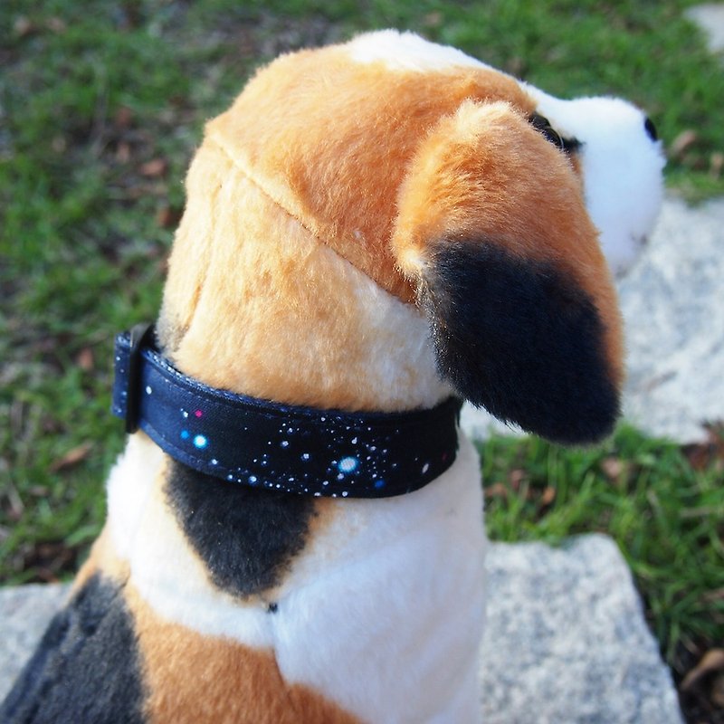 Milky Way Star Dog Collar - ปลอกคอ - ผ้าฝ้าย/ผ้าลินิน สีน้ำเงิน