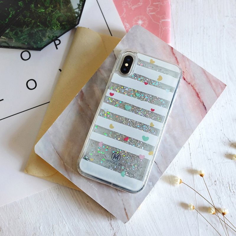 PATTERN LAB | Liquid Glitter Case for iPhone X - Heart - Phone Cases - Plastic Transparent