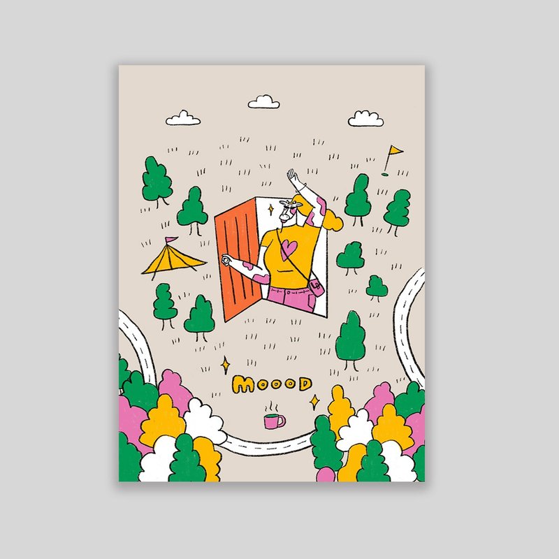 牛牛露營明信片 - 卡片/明信片 - 紙 卡其色