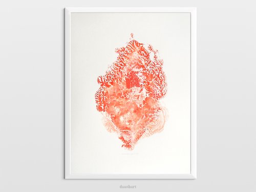 daashart 抽像海扇珊瑚原畫藝術品海岸牆藝術單版印刷