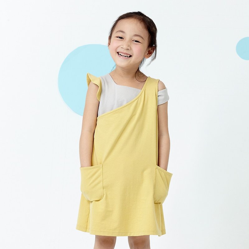 Ángeles-Asymmetrical shoulder strap dress (yellow) - Other - Cotton & Hemp 