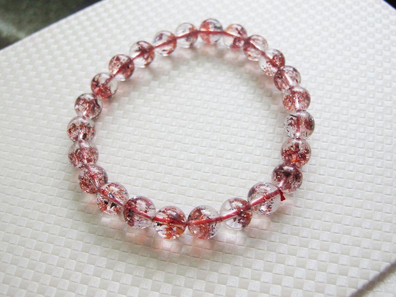 onion-bulb Hands Natural stone series - "Sweet Love" 8mm- strawberries three key crystal - Bracelets - Gemstone Red