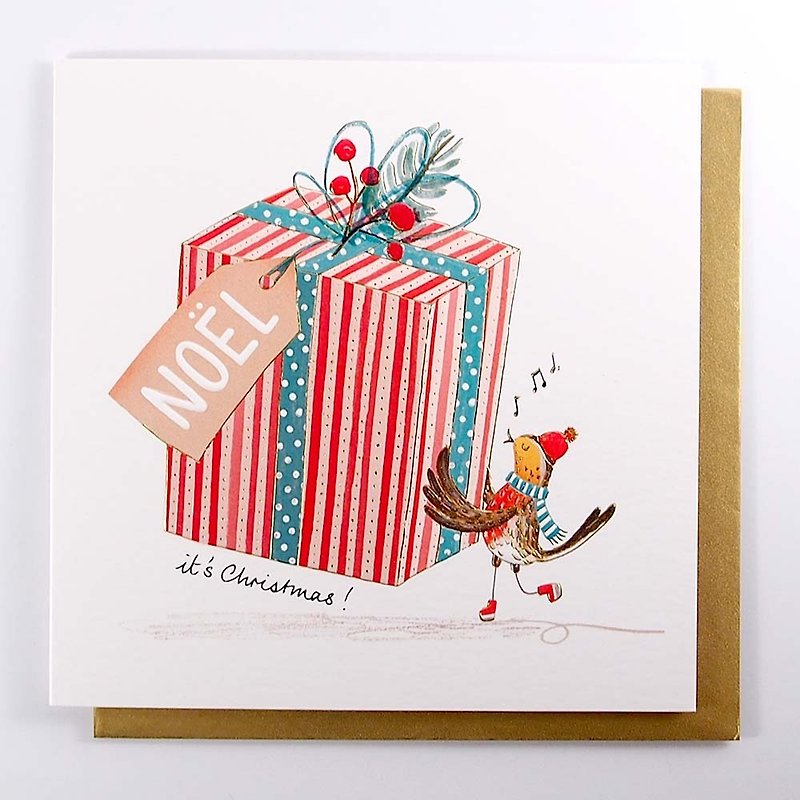 雀はクリスマスカードを開封するのを待つことができません[ペーパーローズ - カードクリスマスシリーズ] - カード・はがき - 紙 多色
