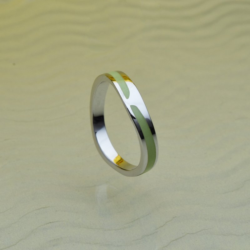 Enamel Silver ring - green PLEASANT GREEN - แหวนทั่วไป - เงิน สีเงิน