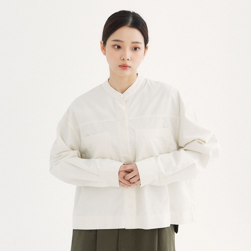 【Simply Yours】簡約圓領短版上衣 白F - 女上衣/長袖上衣 - 棉．麻 白色