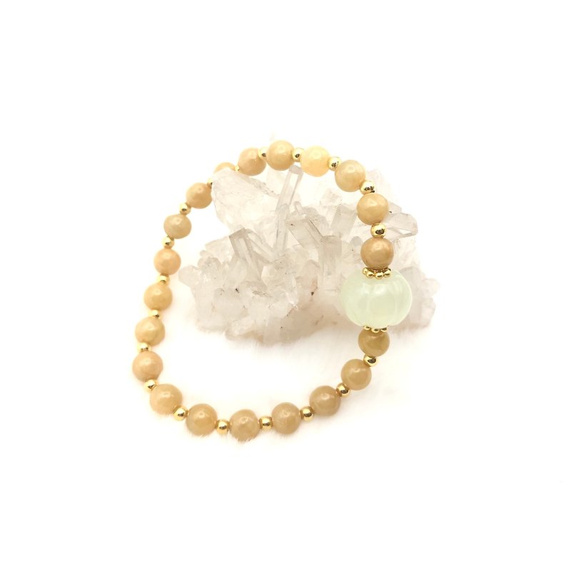 Harvest-Myanmar Jade A Yellow Jade and Tian Jade Pumpkin Bracelet/Gift/Birthday/ - Bracelets - Jade Yellow