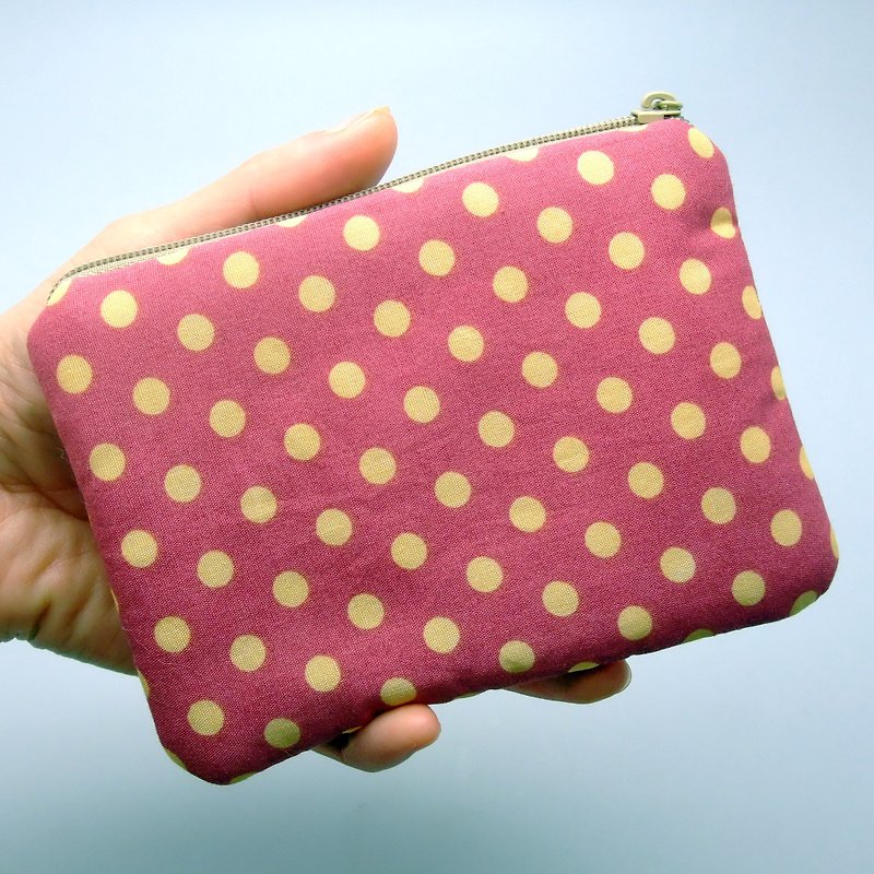 Zipper pouch / coin purse (padded) (ZS-118) - กระเป๋าใส่เหรียญ - ผ้าฝ้าย/ผ้าลินิน สีแดง