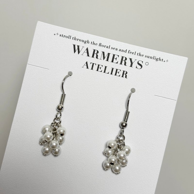 //現貨// minimalist pearl earrings (silver) • 極簡主義 珍珠 - 耳環/耳夾/耳骨夾 - 珍珠 銀色