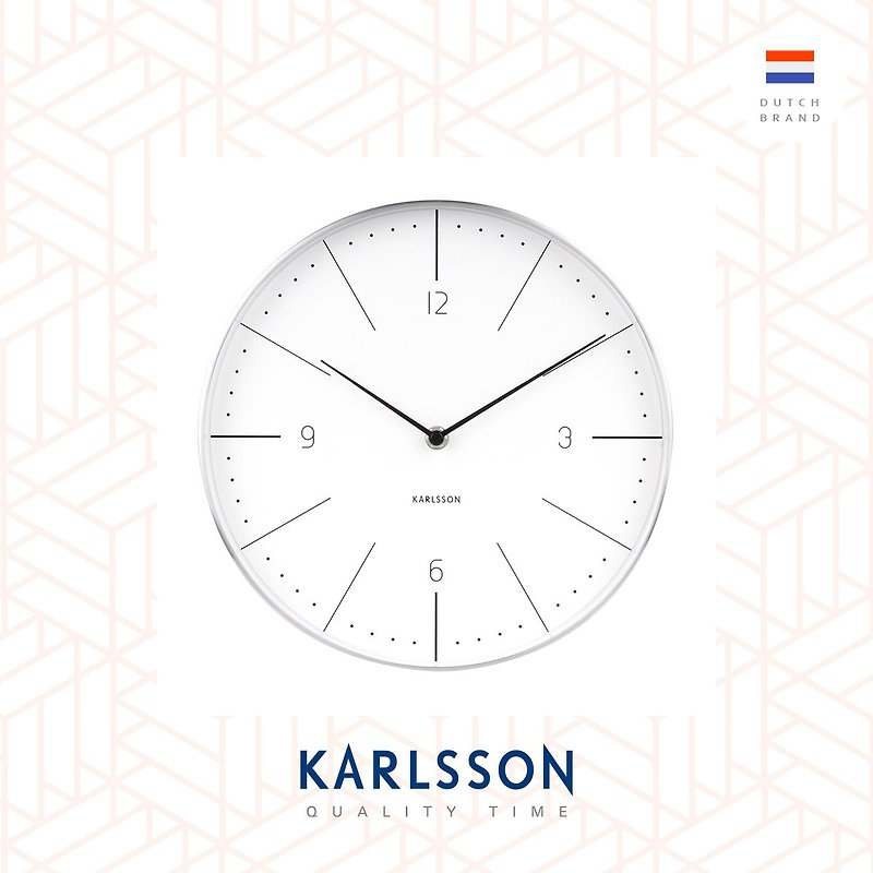 Karlsson, Wall clock Normann numbers White, brushed case - นาฬิกา - โลหะ ขาว
