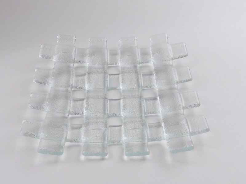 Icon braided glass plate square 20x20cm-95026 - Small Plates & Saucers - Glass 