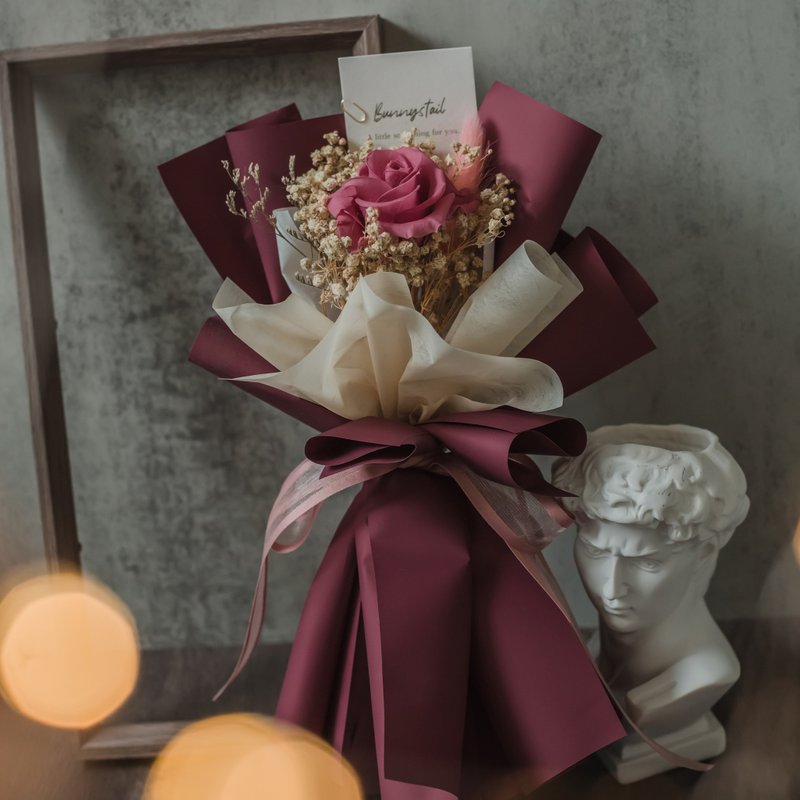 /Small Eternal Flower Bouquet/ Slightly Drunken Sweet Kiss Wine Red Valentine's Day Gift Birthday Gift Eternal Flower - Dried Flowers & Bouquets - Plants & Flowers Pink