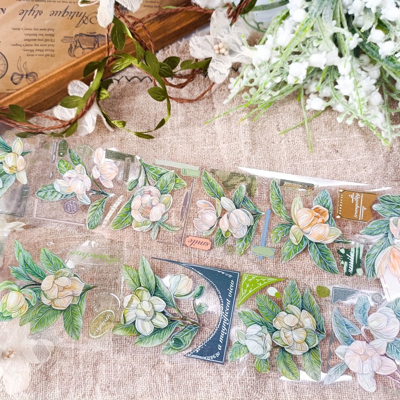 EF071夜合花Magnolia coco/ 裝飾膠帶 Masking Tape - 紙膠帶/和紙/PET - 塑膠 多色