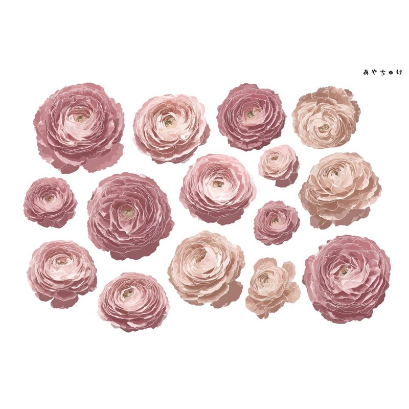 【10月新作4】20-22-0009  チョキペーパー・コラージュ素材  ラナンキュラス - 貼紙 - 紙 